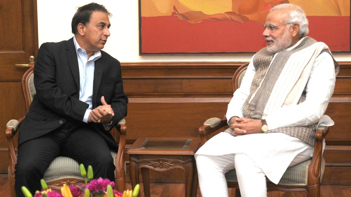 Sunil Gavaskar in conversation with Prime Minister Narendra Modi in New Delhi, 2014