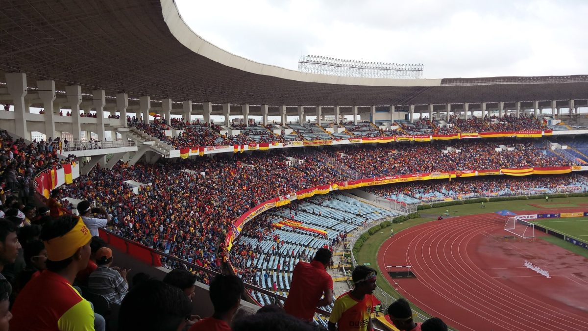 East Bengal supporters filling the stands at the Salt Lake Stadium in Kolkata