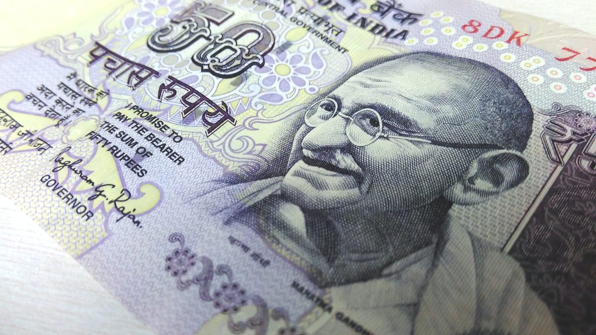 Close-up of an Indian 50-rupee banknote