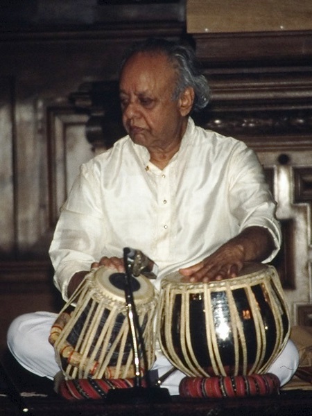 Alla Rakha seated at his tabla