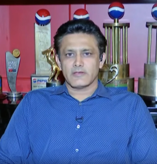 Anil Kumble in a blue shirt