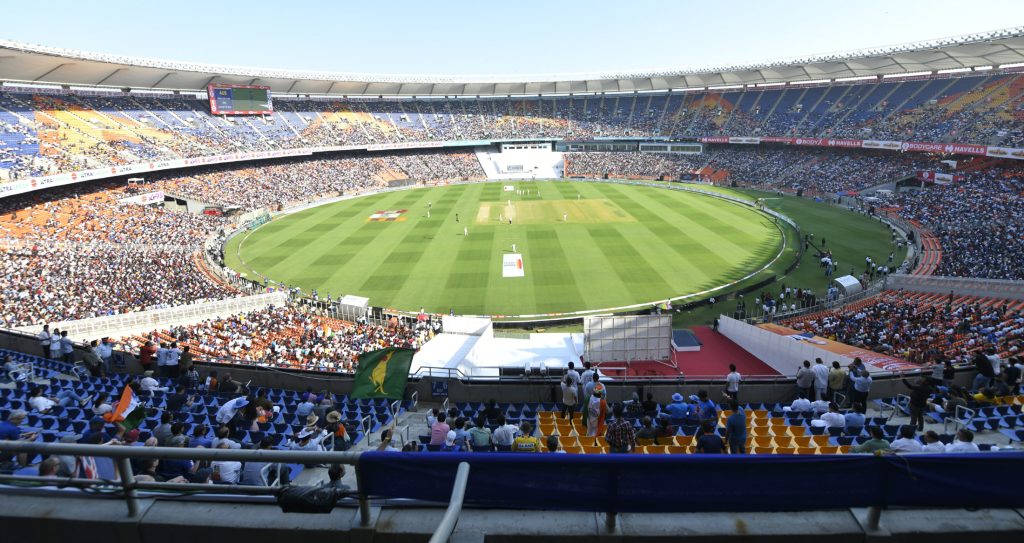 A full Narendra Modi Stadium in Ahmedabad during a Test match