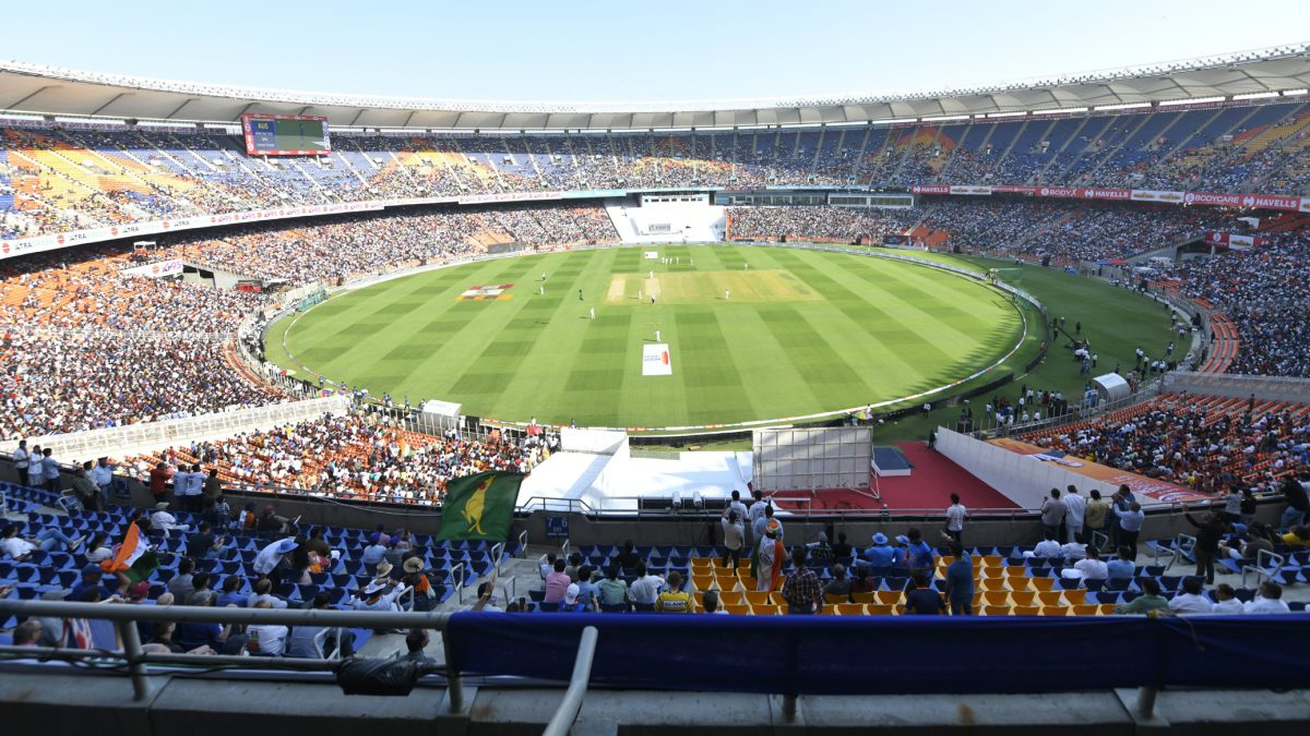 A full Narendra Modi Stadium in Ahmedabad during a Test match