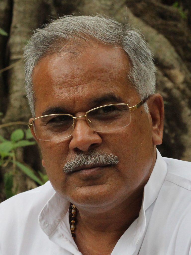 Bhupesh Baghel in glasses and a white kurta