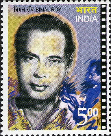 An Indian postage stamp showing Bimal Roy