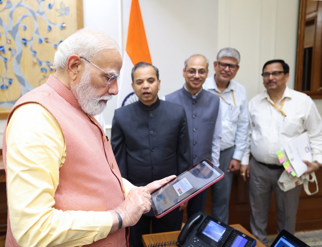 Prime Minister Narendra Modi filling out the self-enumeration form for Census 2027