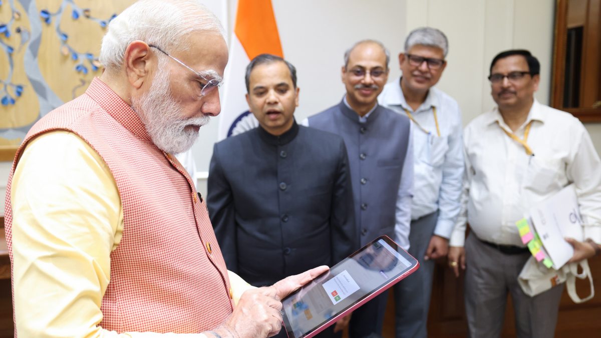Prime Minister Narendra Modi filling out the self-enumeration form for Census 2027