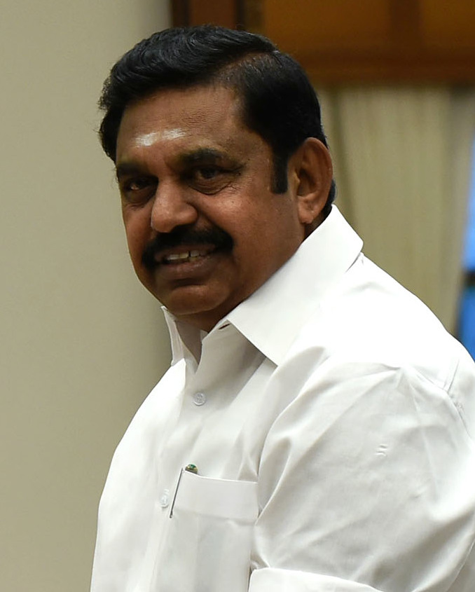 Edappadi K. Palaniswami in a white shirt, with sacred ash on his forehead