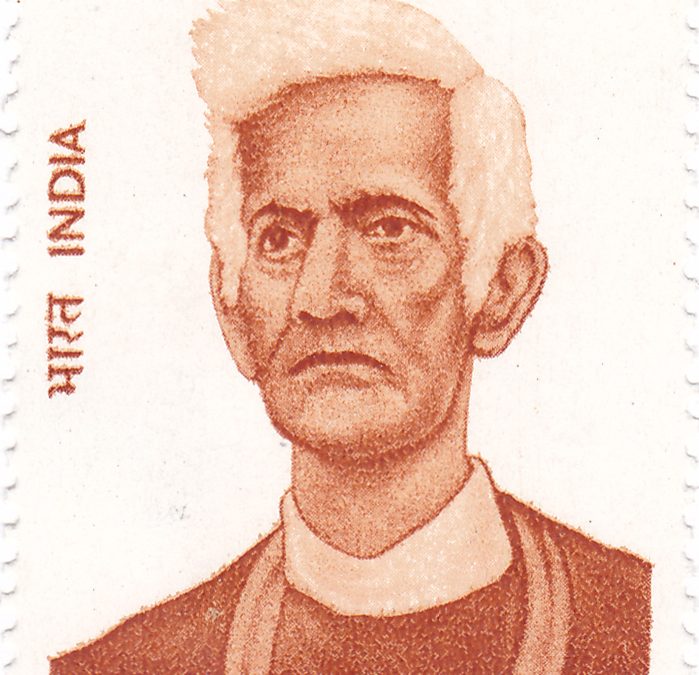 An Indian postage stamp with a portrait of Fakir Mohan Senapati