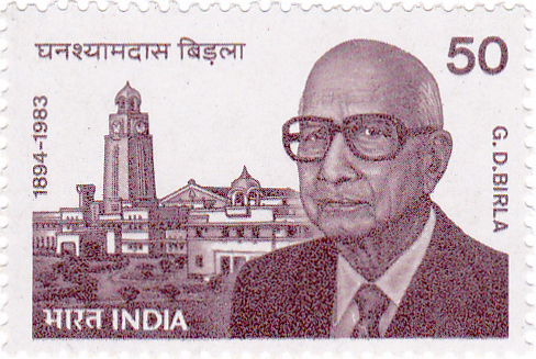 An Indian postage stamp showing G. D. Birla