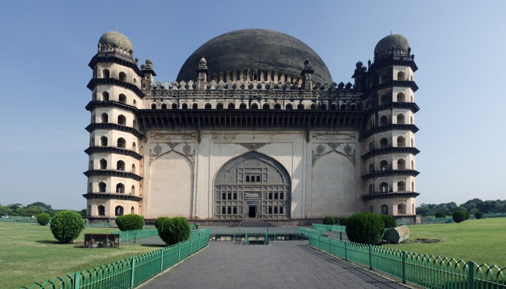 The Gol Gumbaz mausoleum and its dome in Bijapur