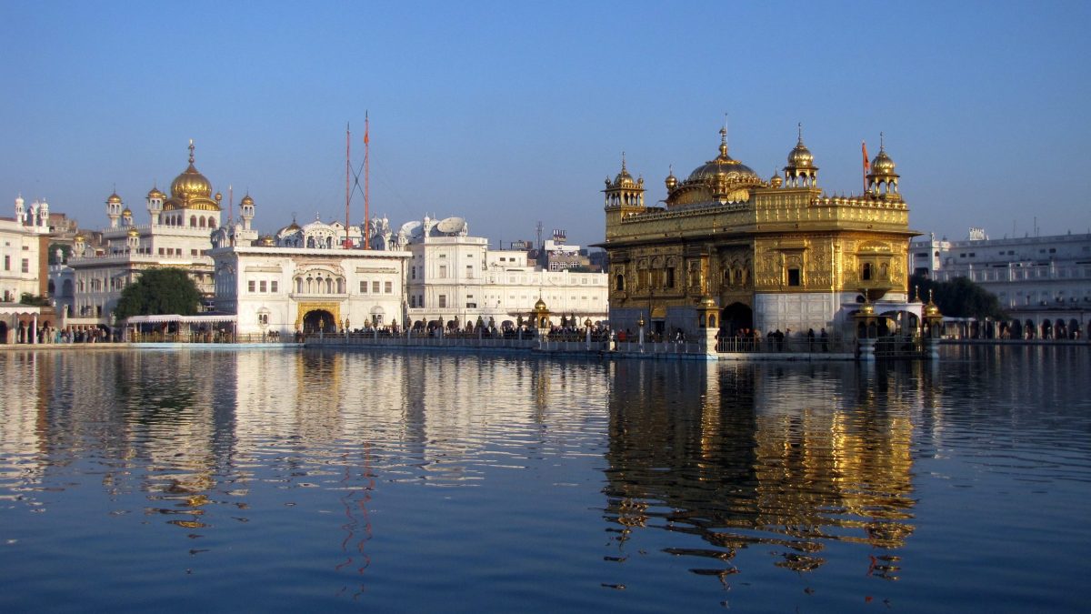 The Harmandir Sahib and the Akal Takht reflected in the sacred pool at Amritsar