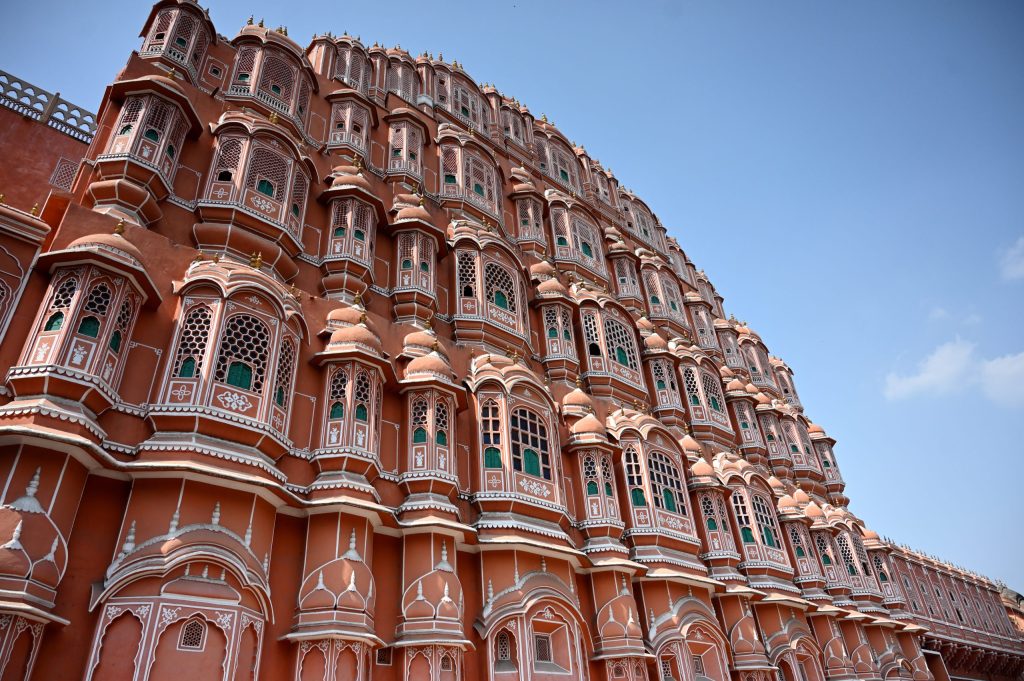 The honeycomb facade of Hawa Mahal in Jaipur