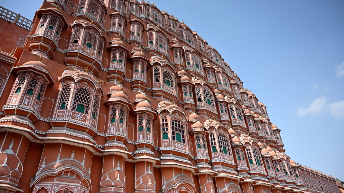 The honeycomb facade of Hawa Mahal in Jaipur