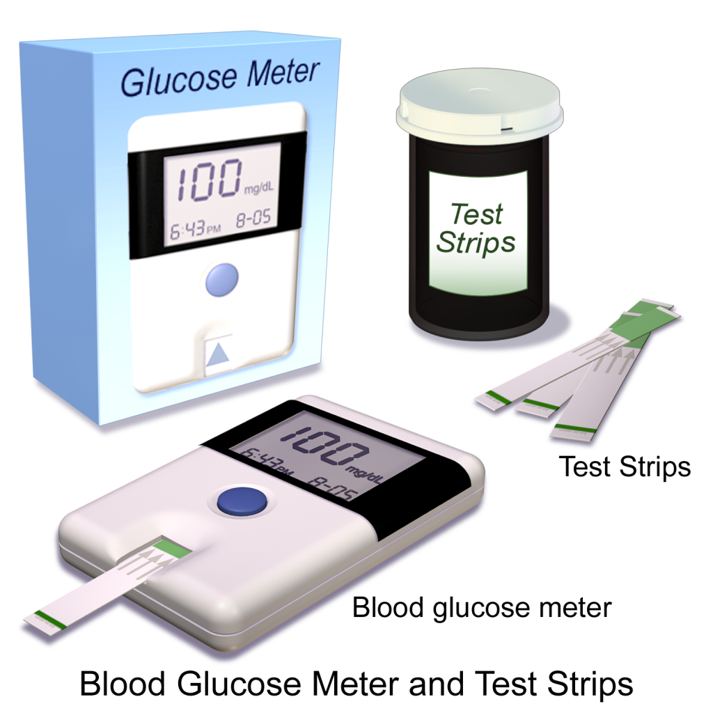 An illustration of a blood glucose meter used in diabetes