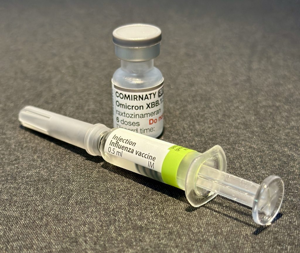 Vaccine vials on a table