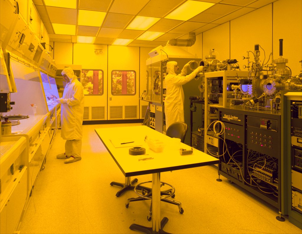 The inside of a clean room used for making electronics