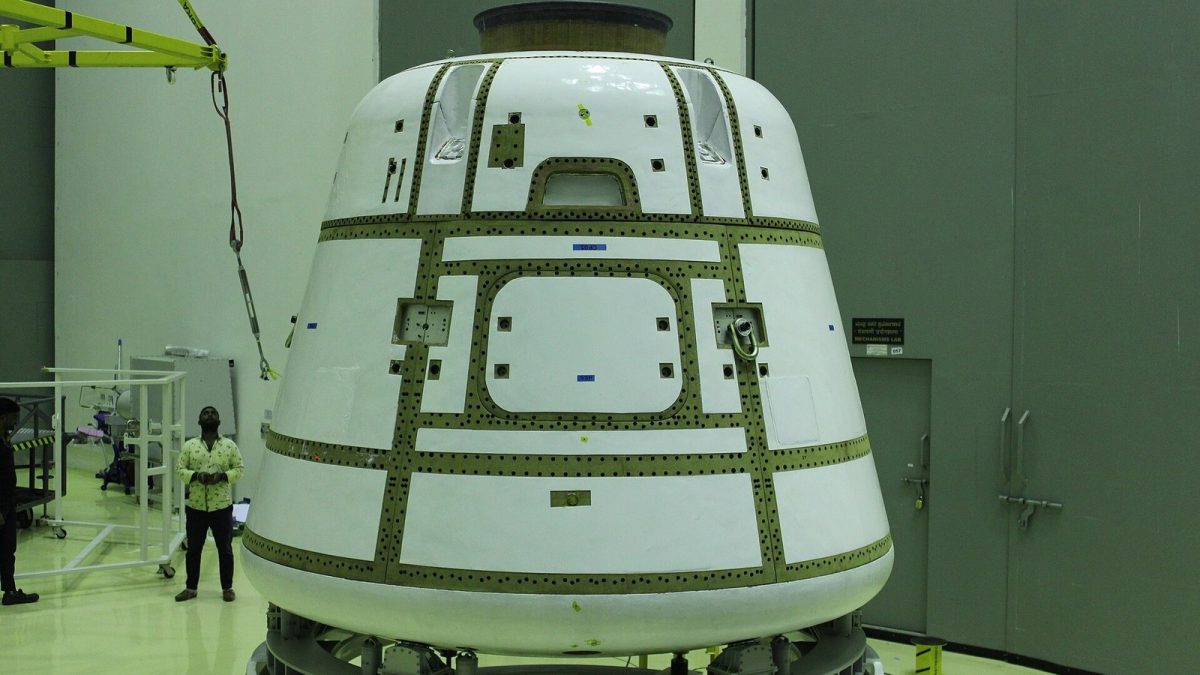 A dummy Gaganyaan crew module used in an earlier ISRO test