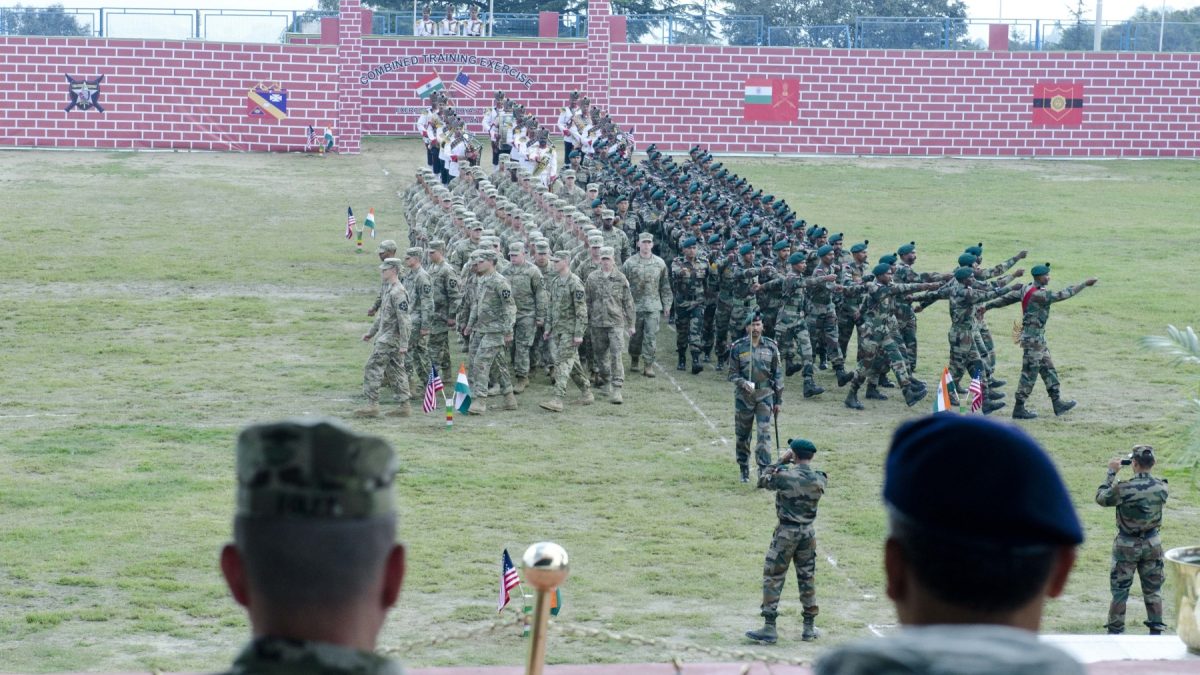 Indian soldiers at a training exercise