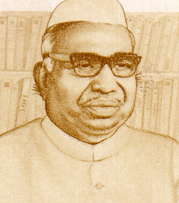 A portrait of Jagjivan Ram in a white cap, from an Indian postage stamp