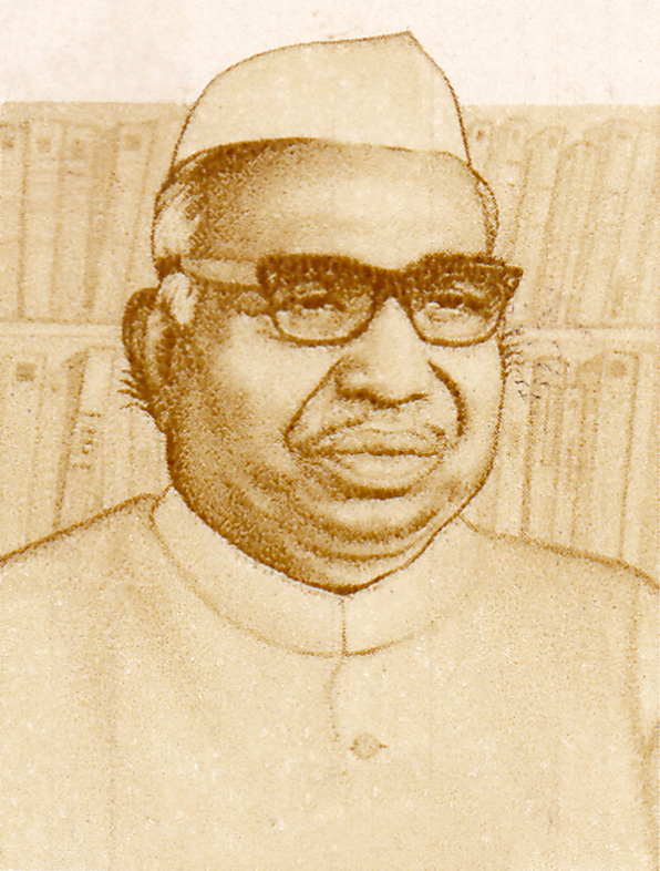 A portrait of Jagjivan Ram in a white cap, from an Indian postage stamp