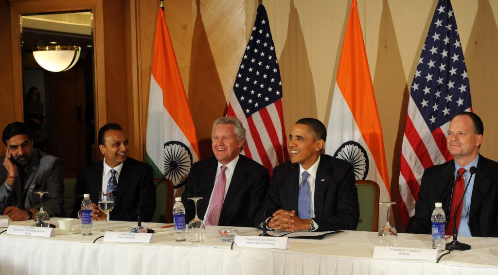 Anil Ambani at a business meeting with US President Barack Obama in Mumbai
