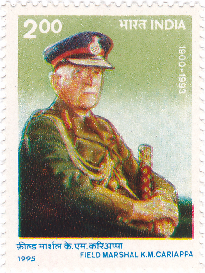 An Indian postage stamp showing Field Marshal K. M. Cariappa