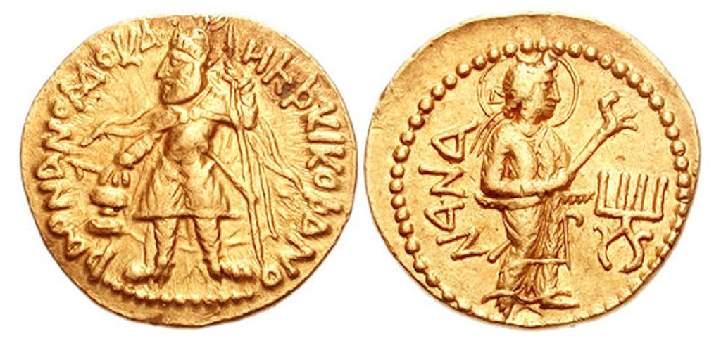 Gold coin of Kanishka I with the deity Nana