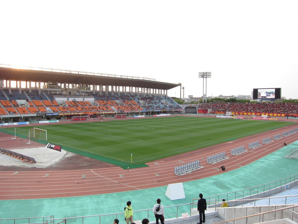 The running track and stands of the Mizuho Athletic Stadium in Nagoya