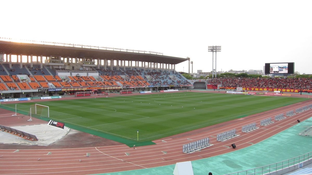 The running track and stands of the Mizuho Athletic Stadium in Nagoya