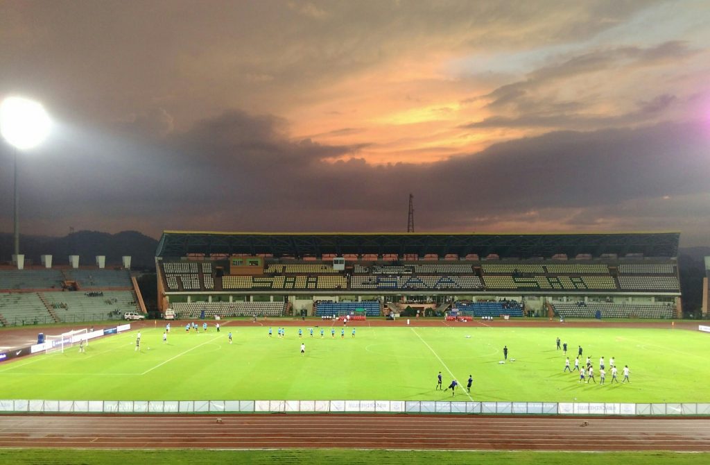 The main stand of the Indira Gandhi Athletic Stadium in Guwahati