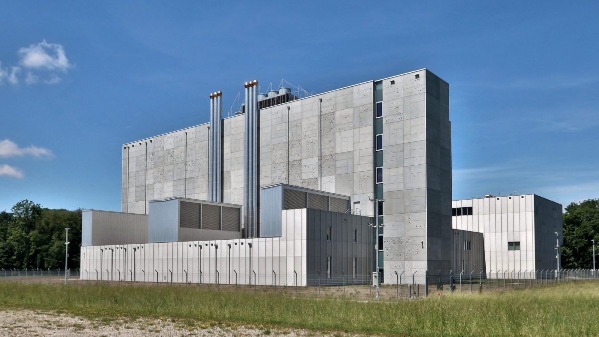 A data centre with rows of server racks