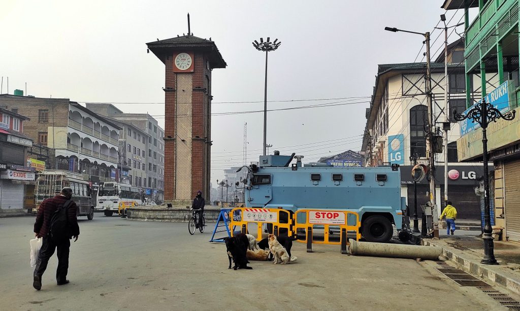 The Ghanta Ghar clock tower at Lal Chowk in Srinagar