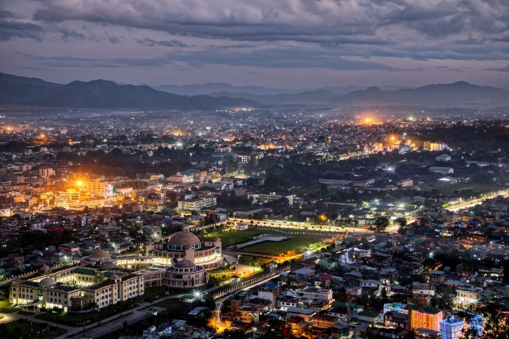 The city of Imphal at dusk