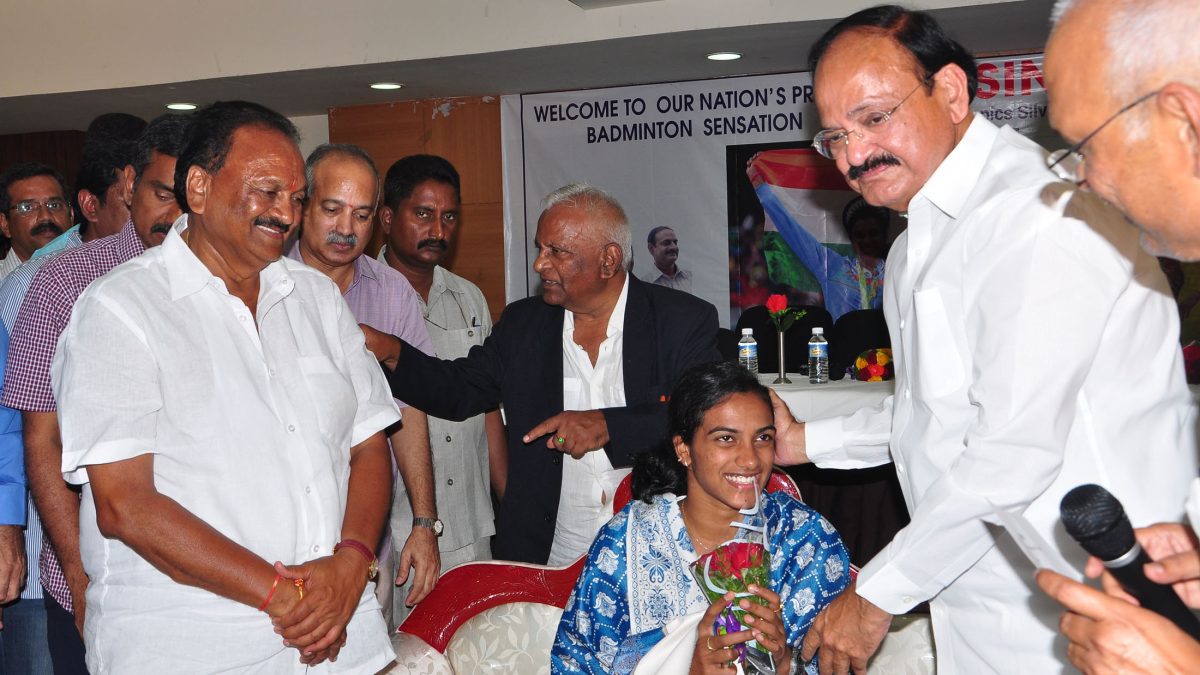 Badminton player P. V. Sindhu at a felicitation function