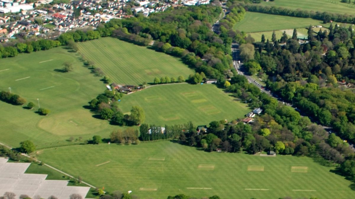 An aerial view of Hagley Oval in Christchurch