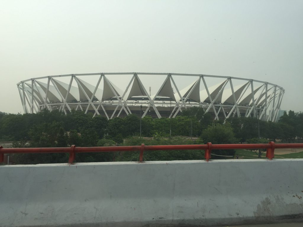 The outside of the Jawaharlal Nehru Stadium in Delhi