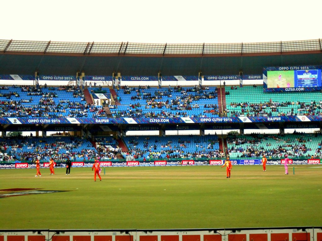 A cricket match at the Naya Raipur stadium