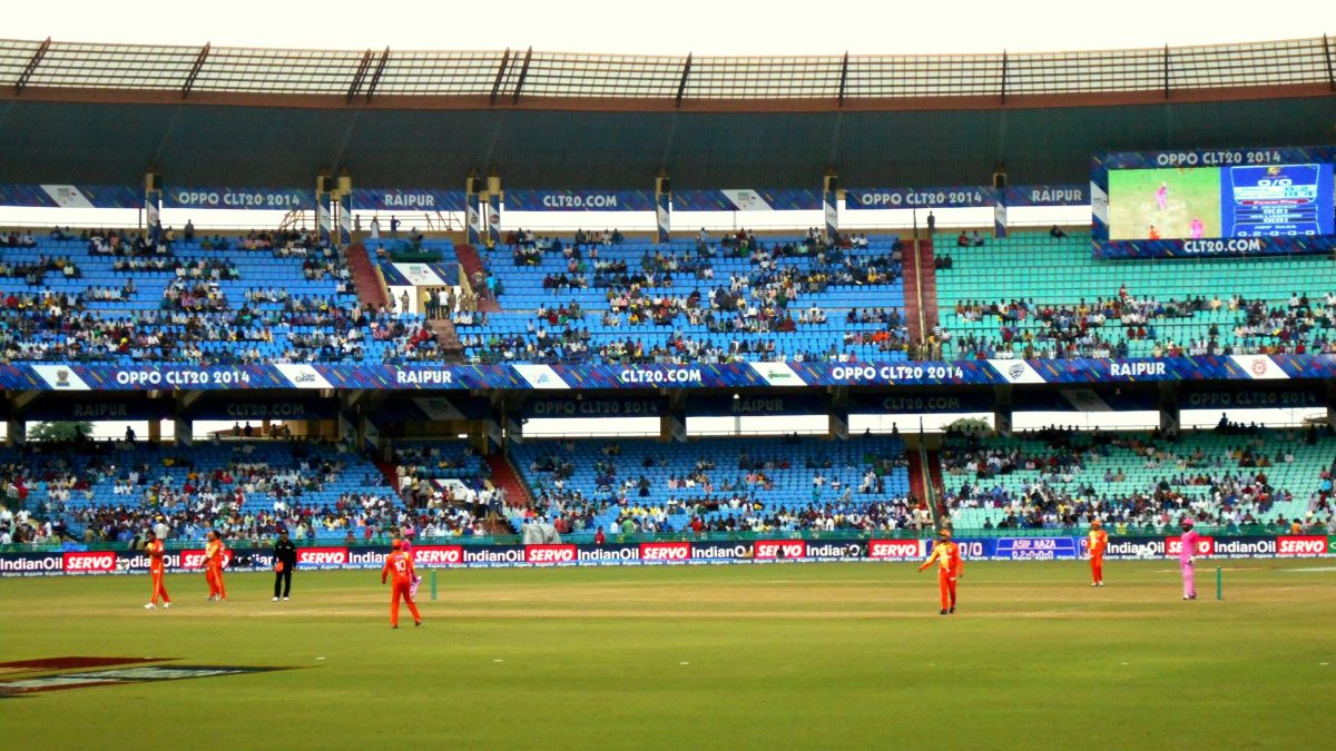 A cricket match at the Naya Raipur stadium