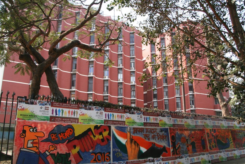 National Voters' Day posters outside the Election Commission