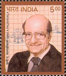 An Indian postage stamp showing Nani Palkhivala
