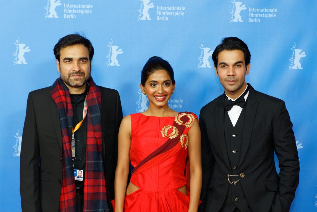 Pankaj Tripathi with Anjali Patil and Rajkummar Rao at the Newton premiere in Berlin