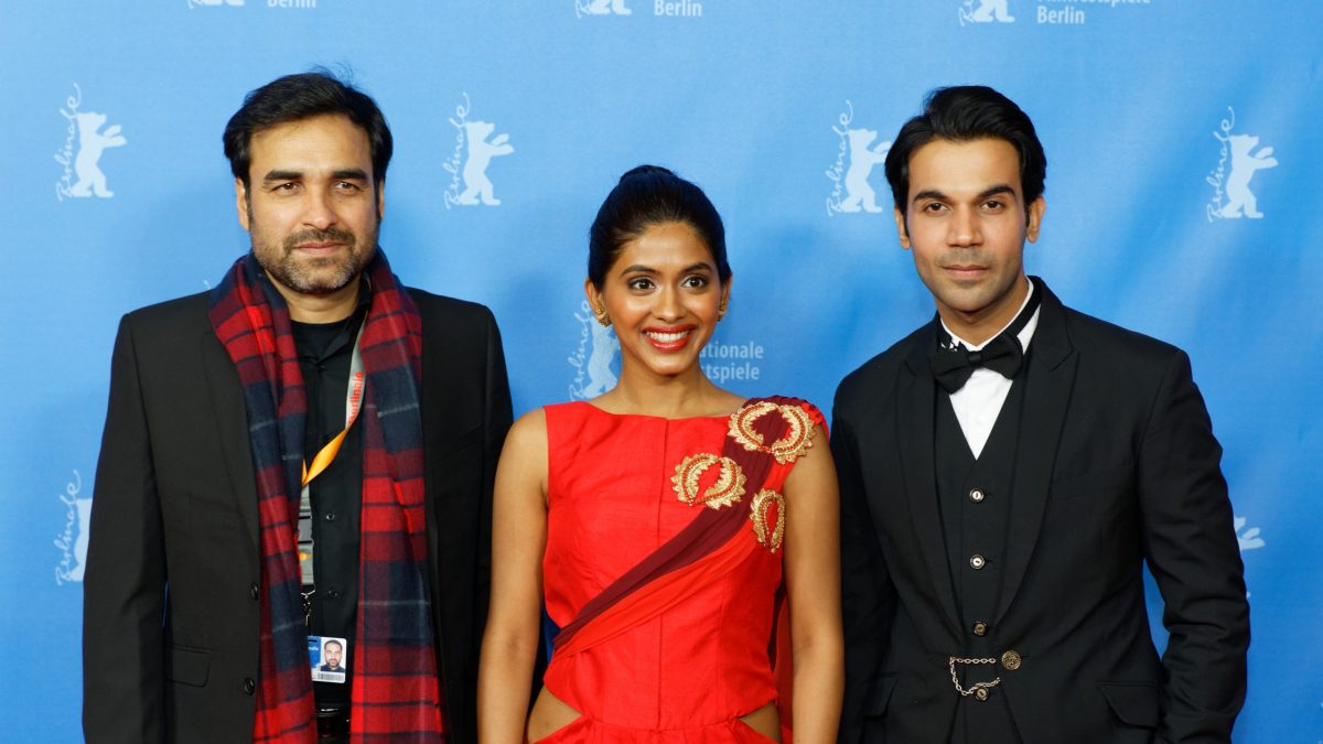 Pankaj Tripathi with Anjali Patil and Rajkummar Rao at the Newton premiere in Berlin