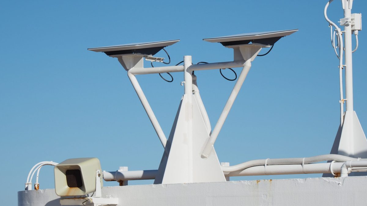Starlink satellite dishes mounted on a mast