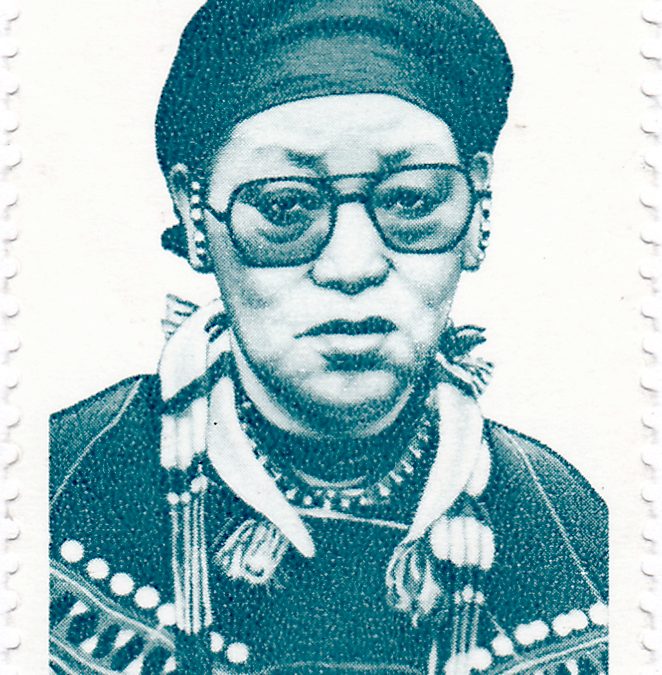 A portrait of Rani Gaidinliu from an Indian postage stamp