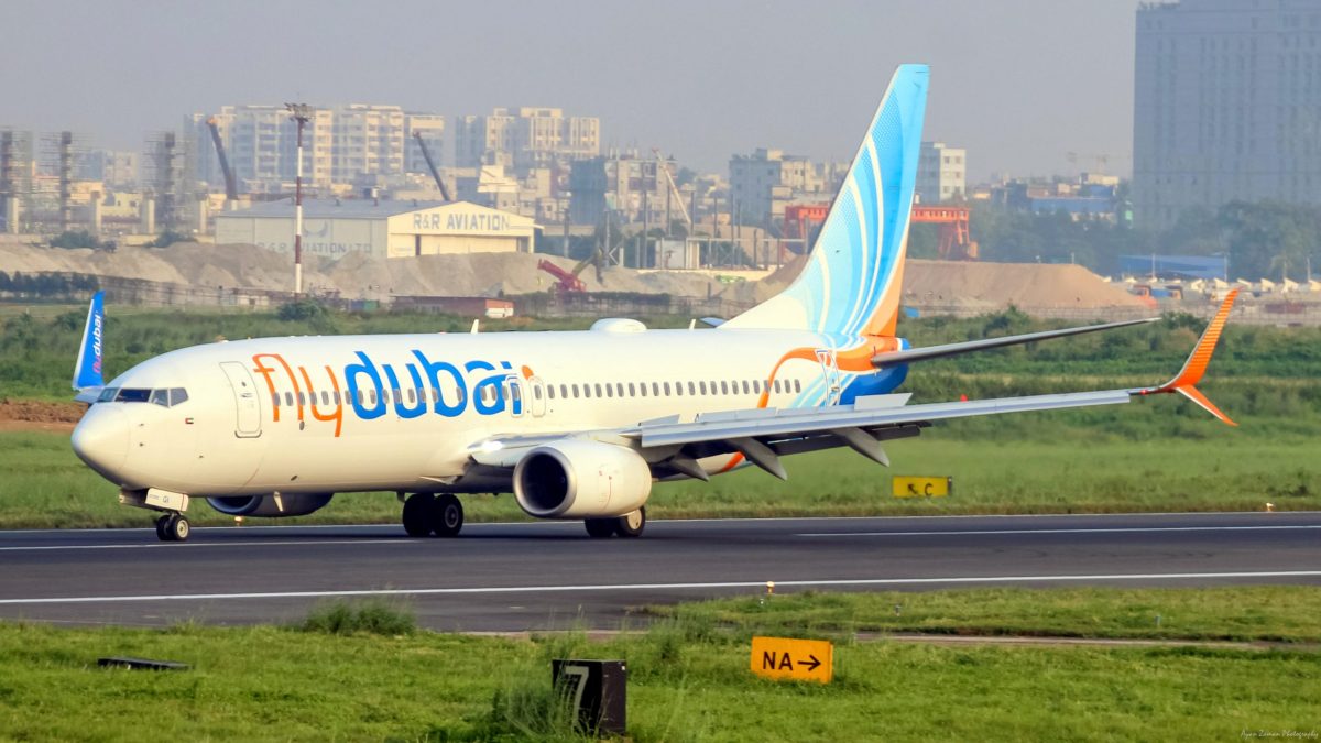 A Flydubai Boeing 737 on a runway