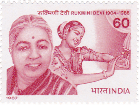 An Indian postage stamp showing Rukmini Devi Arundale