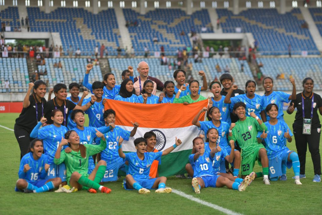 India's women's Under-20 football team in a 2026 AFC U20 Women's Asian Cup qualifier