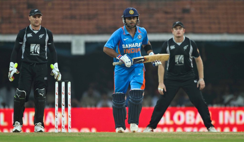 Virat Kohli batting against New Zealand in a one-day international