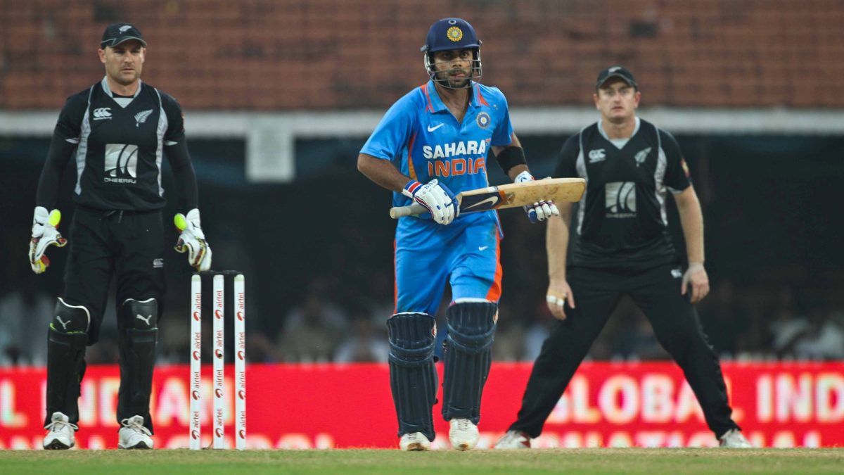 Virat Kohli batting against New Zealand in a one-day international